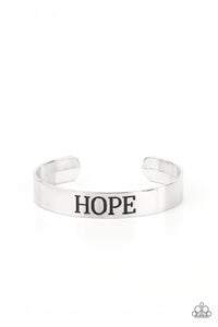 cuff,inspirational,silver,Hope Makes The World Go Round - Silver Bracelet