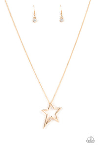 Gold,patriotic,rhinestones,Short Necklace,stars,Light Up The Sky - Gold Necklace