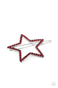 barrette,patriotic,red,rhinestones,stars,Stellar Standout - Red Rhinestone Star Hair Accessory