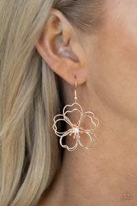 fishhook,floral,rhinestones,rose gold,Petal Power - Rose Gold Earrings