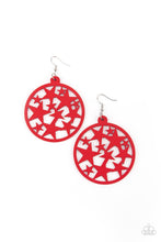 Load image into Gallery viewer, Cosmic Paradise - Red Wooden Star Earrings Paparazzi Accessories
