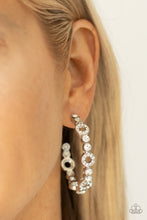 Load image into Gallery viewer, Swoon-Worthy Sparkle - White Rhinestone Hoops Paparazzi Accessories