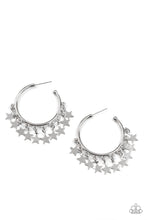 Load image into Gallery viewer, Happy Independence Day - Silver Star Hoop Earrings Paparazzi Accessories
