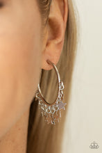 Load image into Gallery viewer, Happy Independence Day - Silver Star Hoop Earrings Paparazzi Accessories