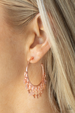 Happy Independence Day - Copper Star Hoop Earrings Paparazzi Accessories