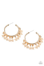 Load image into Gallery viewer, Happy Independence Day - Gold Star Hoop Earrings Paparazzi Accessories