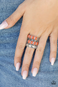 crackle stone,orange,Wide Back,Mojave Monument - Orange Ring