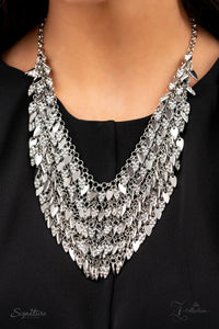 2021 Zi,rhinestones,short necklace,silver,white,The NaKisha Zi Collection Necklace