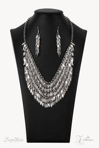 2021 Zi,rhinestones,short necklace,silver,white,The NaKisha Zi Collection Necklace