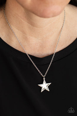 American Anthem - White Star Rhinestone Necklace Paparazzi Accessories