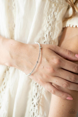 Upgraded Glamour - White Rhinestone Coil Bracelet Paparazzi Accessories