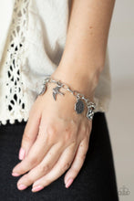 Load image into Gallery viewer, Fancifully Flighty - White Rhinestone Charm Bracelet Paparazzi Accessories