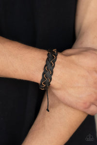 black,leather,pull-tie,urban,SoCal Summer - Black Bracelet