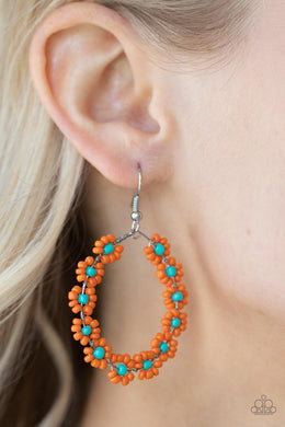 Festively Flower Child - Orange Seed Bead Earrings Paparazzi Accessories
