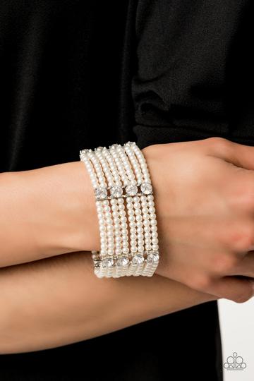 Get in Line White Pearl Bracelet Paparazzi Accessories