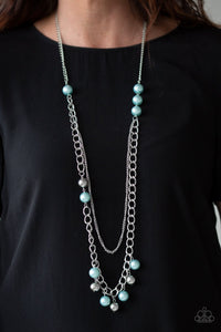blue,Long Necklace,Modern Musical Blue Pearl Necklace