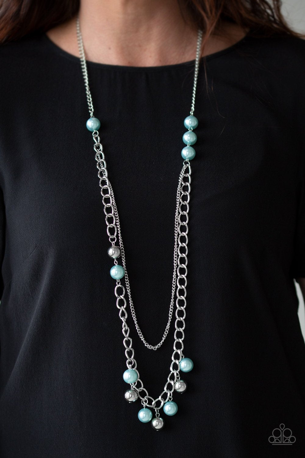 Modern Musical Blue Pearl Necklace Paparazzi Accessories