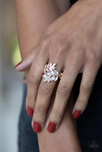 Load image into Gallery viewer, Glowing Gardenista - Rose Gold Rhinestone Ring Paparazzi Accessories