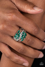 Load image into Gallery viewer, Luminously Leafy - Green Rhinestone Ring Paparazzi Accessories
