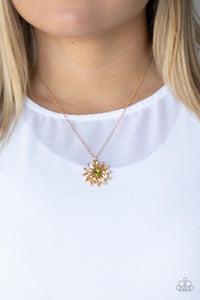 floral,rhinestones,rose gold,short necklace,Formal Florals - Gold Necklace
