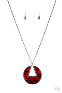 gunmetal,long necklace,red,rhinestones,Chromatic Couture - Red Necklace