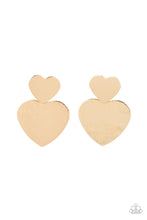 Load image into Gallery viewer, Heart-Racing Refinement - Gold Heart Necklace Post Earrings Paparazzi Accessories
