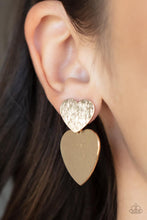 Load image into Gallery viewer, Heart-Racing Refinement - Gold Heart Necklace Post Earrings Paparazzi Accessories