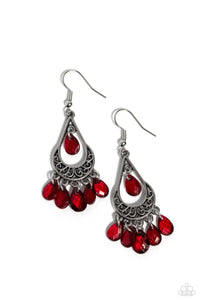 fishhook,red,silver,Beachside Ballroom - Silver Earrings