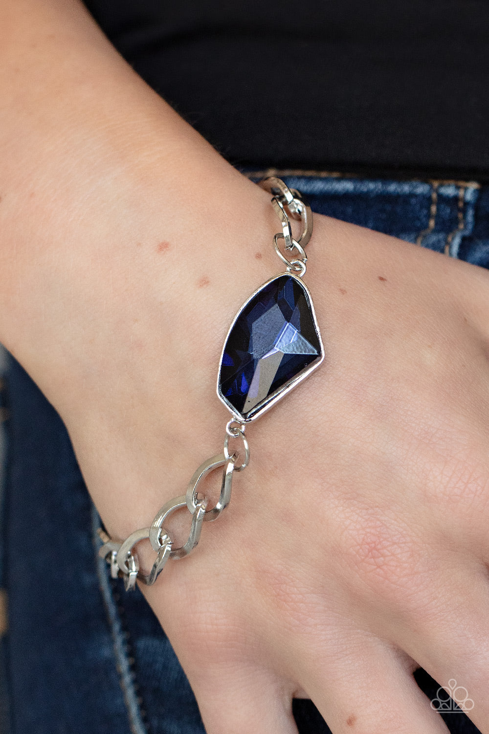 Galactic Grunge - Blue Rhinestone Bracelet Paparazzi Accessories