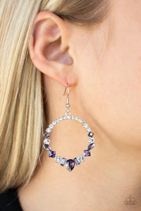 fishhook,purple,rhinestones,Revolutionary Refinement - Purple Rhinestone Earrings