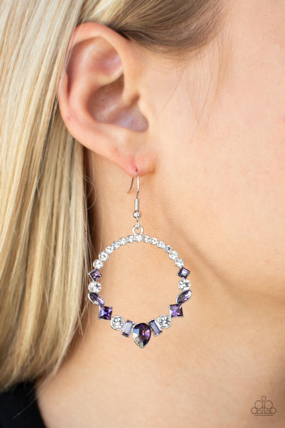 Revolutionary Refinement - Purple Rhinestone Earrings Paparazzi Accessories