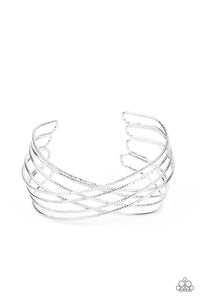 cuff,silver,Strike Out Shimmer - Silver Cuff Bracelet