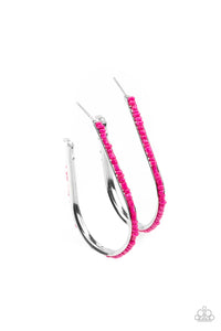 hoops,pink,seed bead,Beaded Bauble - Pink Seed Bead Hoop Earrings