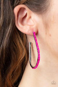 hoops,pink,seed bead,Beaded Bauble - Pink Seed Bead Hoop Earrings