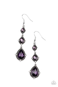 fishhook,purple,rhinestones,Prague Princess - Purple Rhinestone Earrings