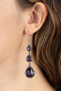 fishhook,purple,rhinestones,Prague Princess - Purple Rhinestone Earrings