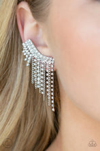 Load image into Gallery viewer, Thunderstruck Sparkle - White Rhinestone Ear Crawler Earrings Paparazzi Accessories
