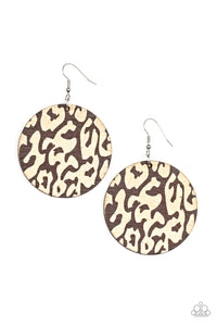 animal print,brown,fishhook,wooden,Catwalk Safari - Brown Wooden Earrings