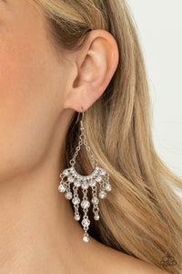 fishhook,rhinestones,white,Commanding Candescence - White Rhinestone Earrings