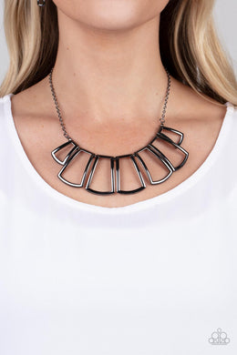 Full-Fledged Framed - Black Gunmetal Necklace Paparazzi Accessories