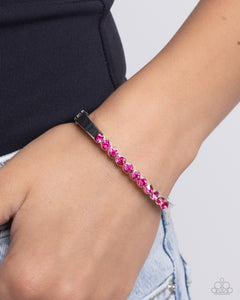 hinge,pink,rhinestones,Mystical Masterpiece - Pink Rhinestone Hinge Bracelet