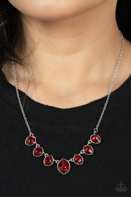 Material Girl Glamour Red Rhinestone Necklace Paparazzi Accessories