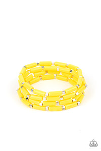 stretchy,yellow,Radiantly Retro - Yellow Stretchy Bracelet