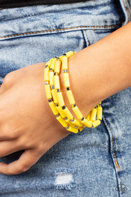 Radiantly Retro - Yellow Stretchy Bracelet Paparazzi Accessories