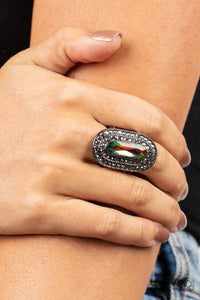 gunmetal,oil spill,wide back,Fueled by Fashion Multi Ring