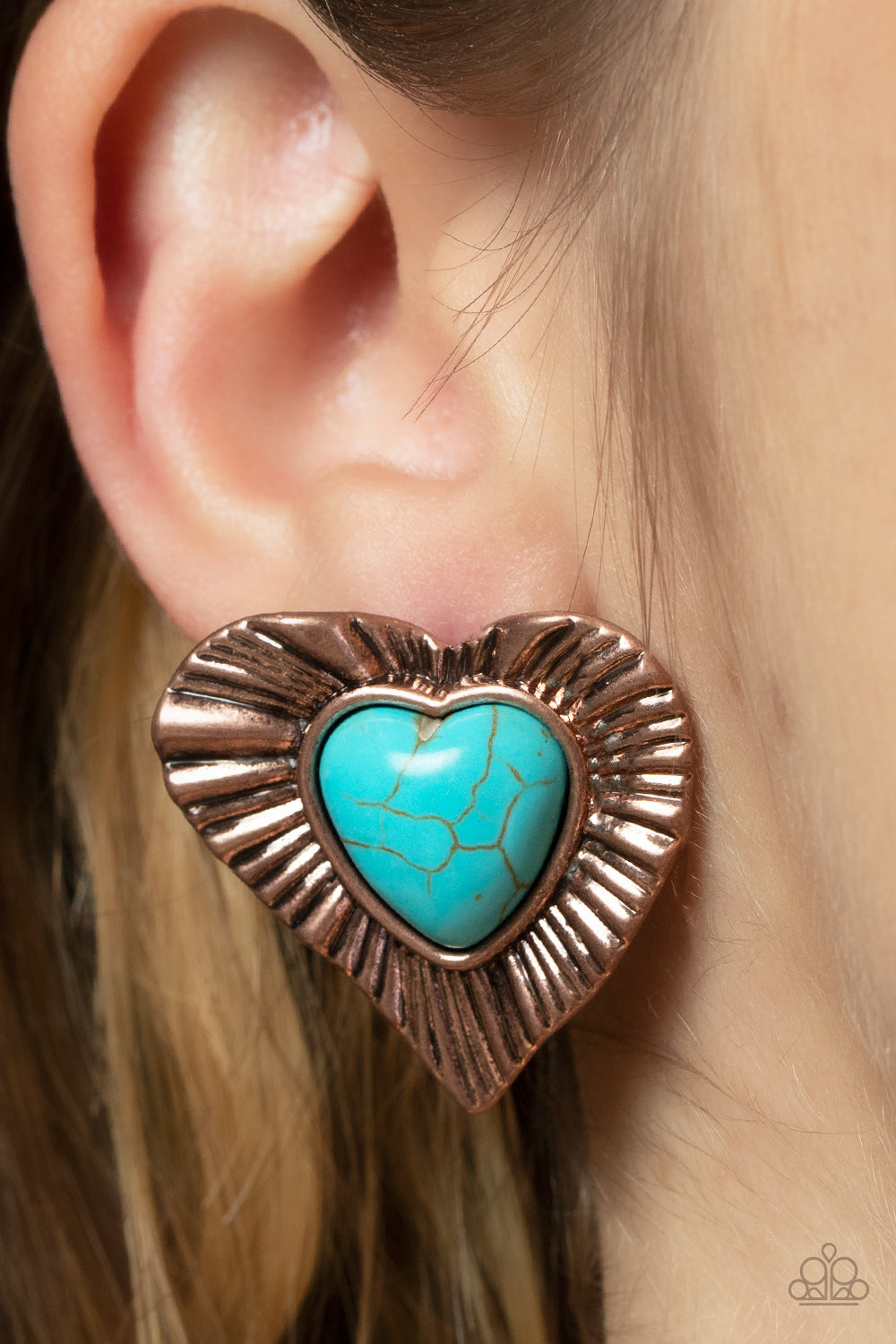 Rustic Romance - Copper Heart Earrings Paparazzi Accessories
