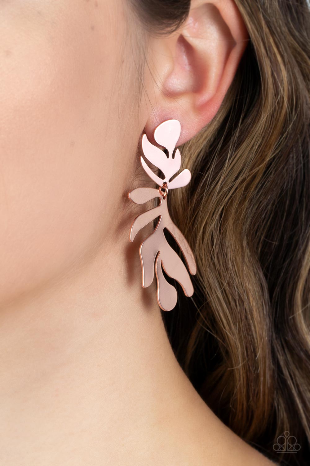 Palm Picnic - Copper Post Earrings Paparazzi Accessories