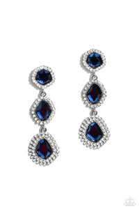 blue,post,rhinestones,Prove Your ROYALTY - Blue Rhinestone Post Earrings