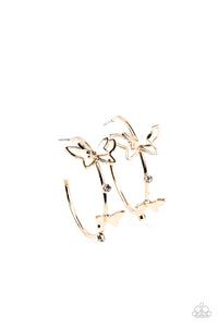 butterfly,gold,hoops,Full Out Flutter - Gold Butterfly Hoop Earrings