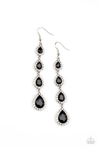 black,fishhook,rhinestones,Confidently Classy - Black Rhinestone Earrings